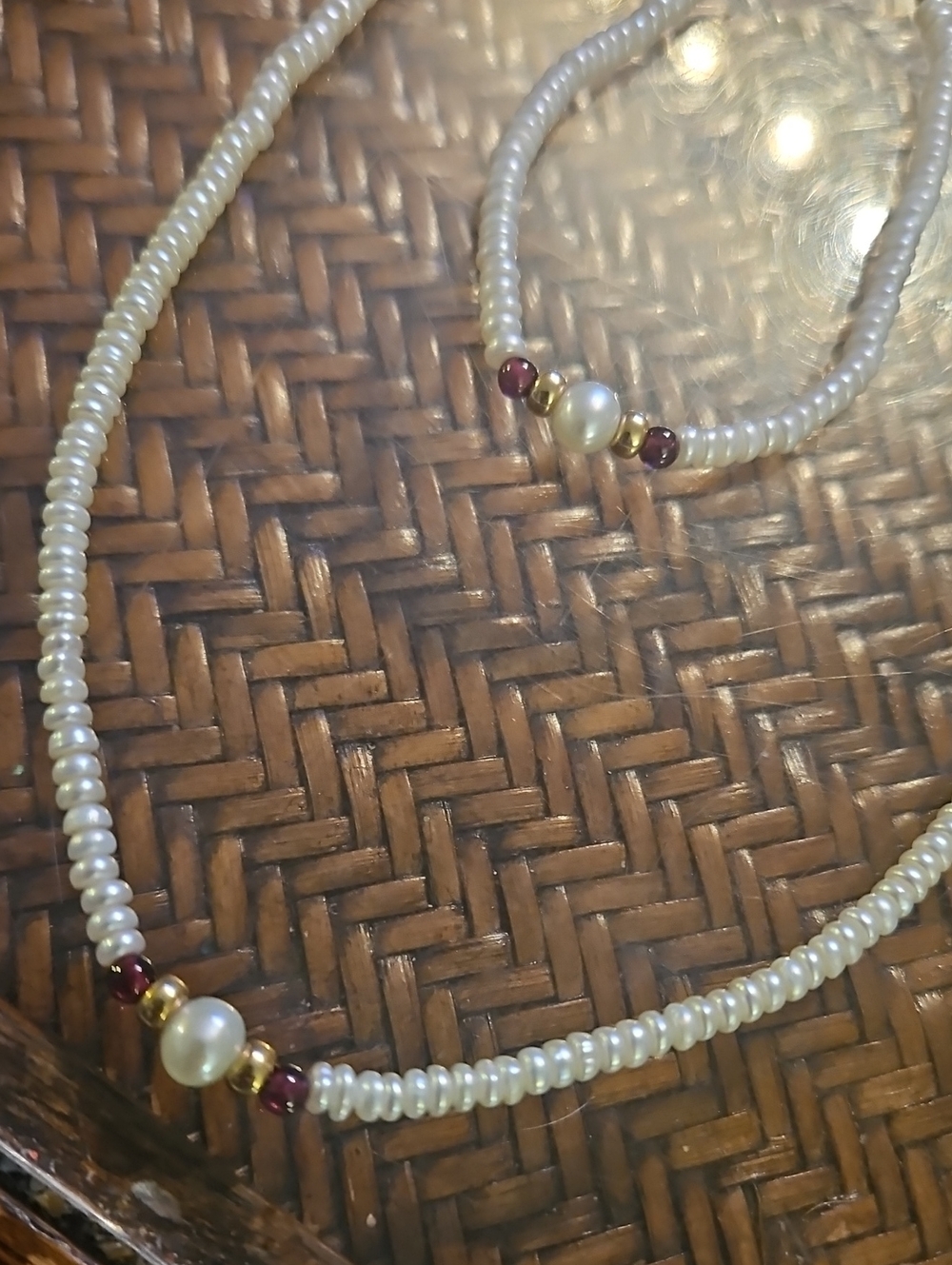 14k Gold And Pearl Necklace And Bracelet Set